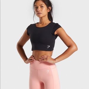 Gymshark Dreamy Cap Sleeve Top-Black